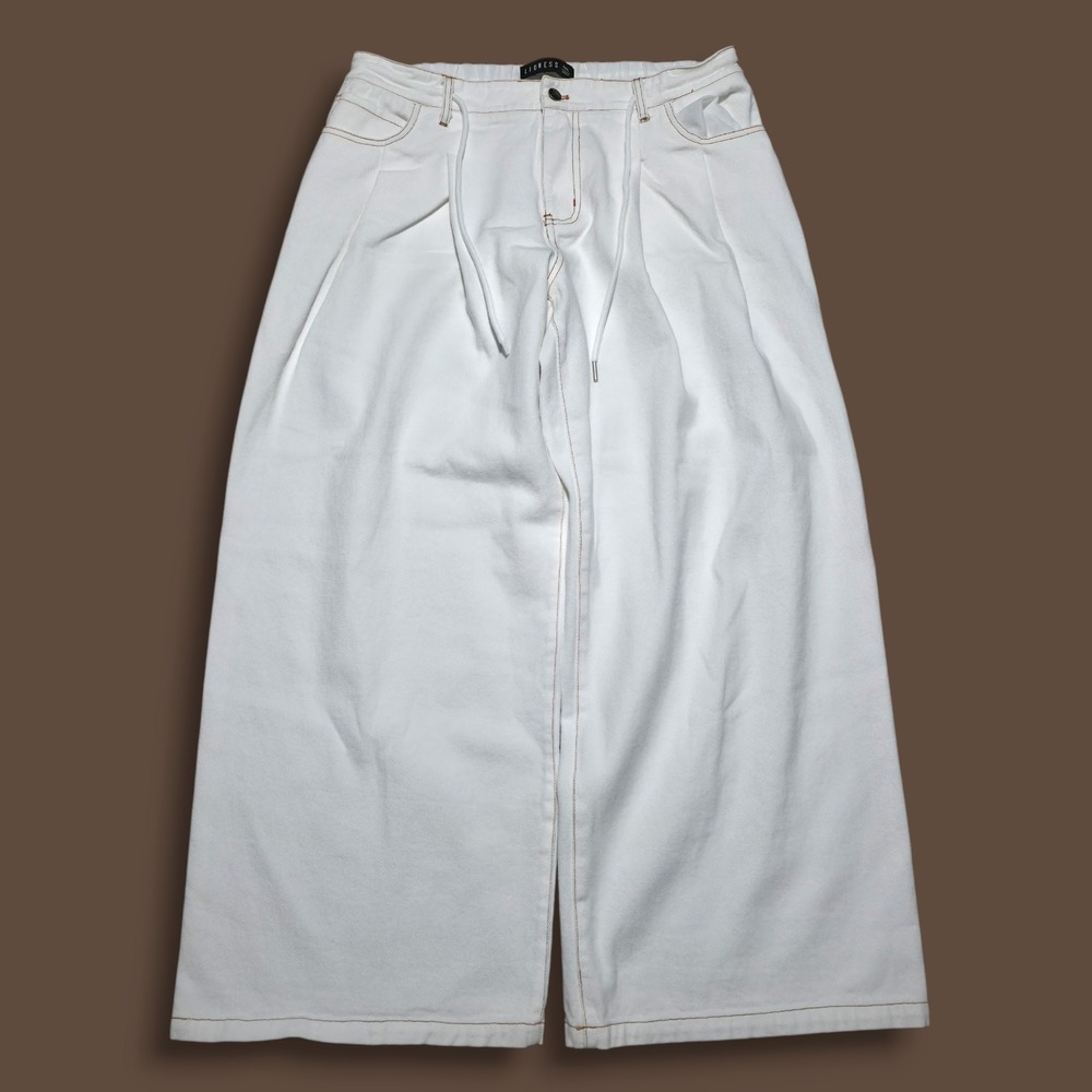 Lioness Womens 3XL White Bohemian Pants Drawstring Wide Leg Baggy "13 Opening‎